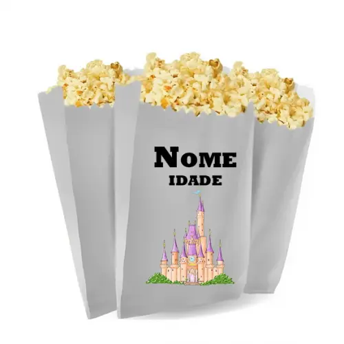 Saquinho de Pipoca Personalizado 13x7cm Princesas