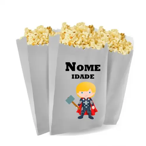 Saquinho de Pipoca Personalizado 13x7cm Thor Cute