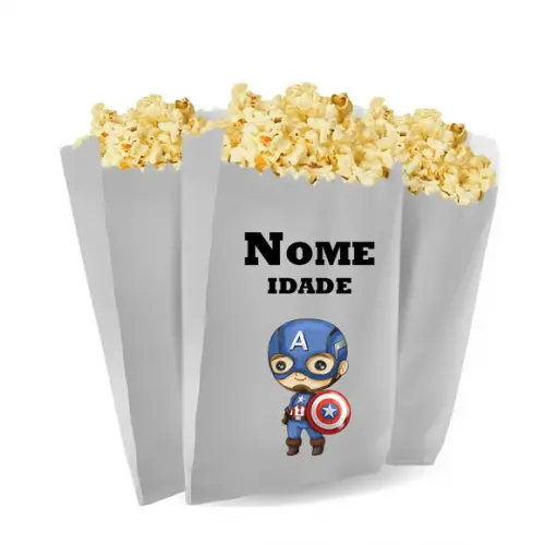 Saquinho de Pipoca Personalizado 13x7cm Vingadores