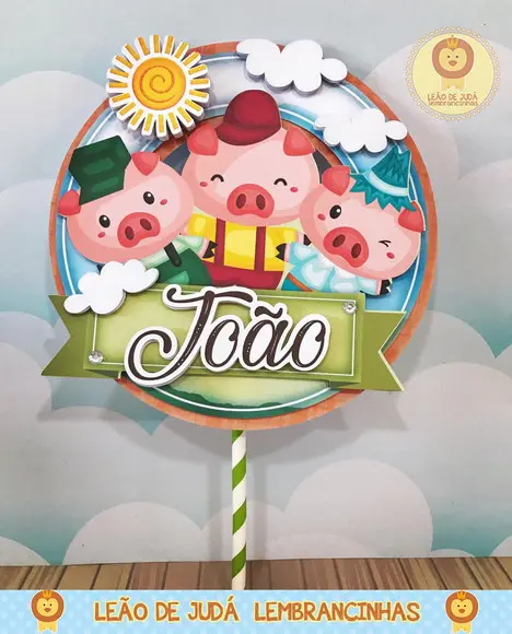TOPO DE BOLO 3 porquinhos