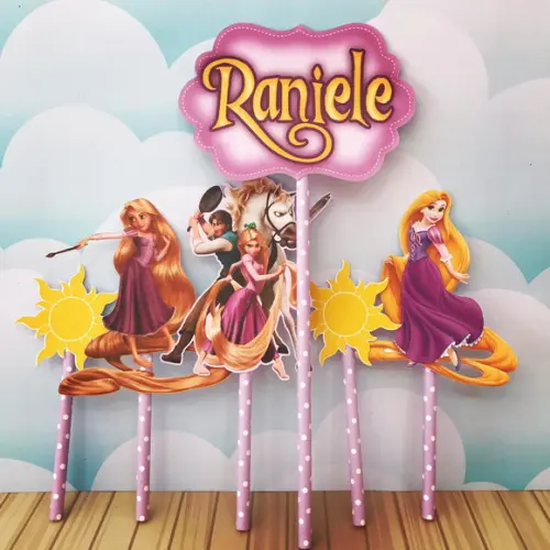 Topo de Bolo Tema Rapunzel