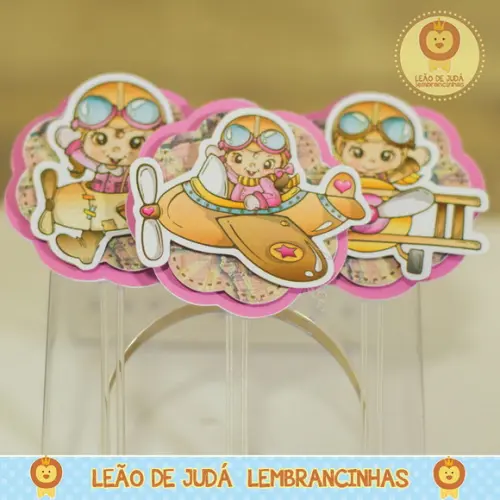Topper Para Docinho Com Aplique Aviadora