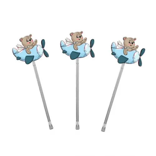 Topper para Docinhos Tema Ursinho Aviador 50 Unidades