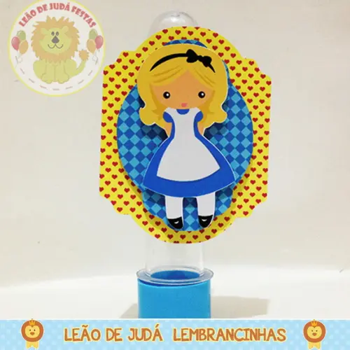 Tubete 13cm com 3 aplique tema Alice