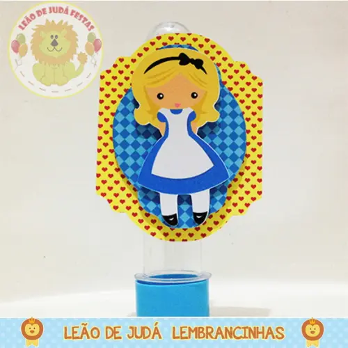 Tubete 13cm com 3 aplique tema Alice