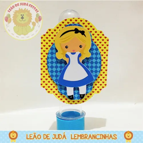 Tubete 13cm com 3 aplique tema Alice