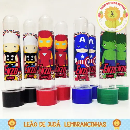 Tubete adesivado 13cm tema Vingadores modelo 3