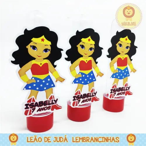 Tubete Personalizado com 1 aplique tema Mulher Maravilha
