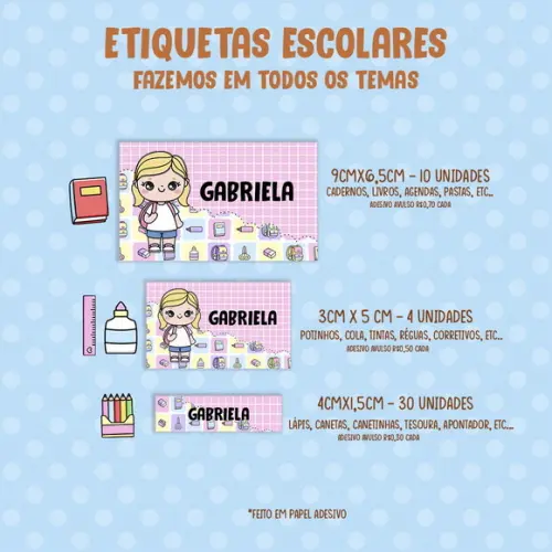 Adesivo Escolar Todos os Temas