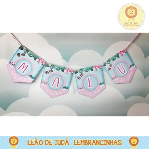 Bandeirola Personalizada Tema dinossauro menina