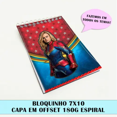 Bloquinho para Festa Tema Capitã Marvel