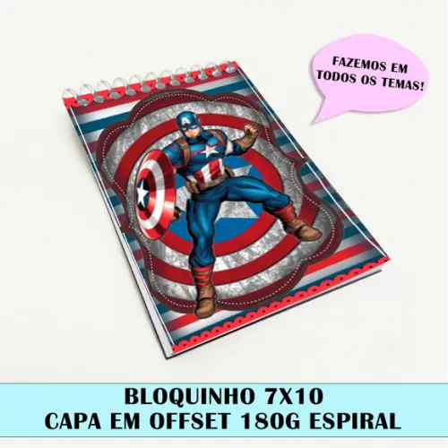 Bloquinho para Festa Tema Capitão América