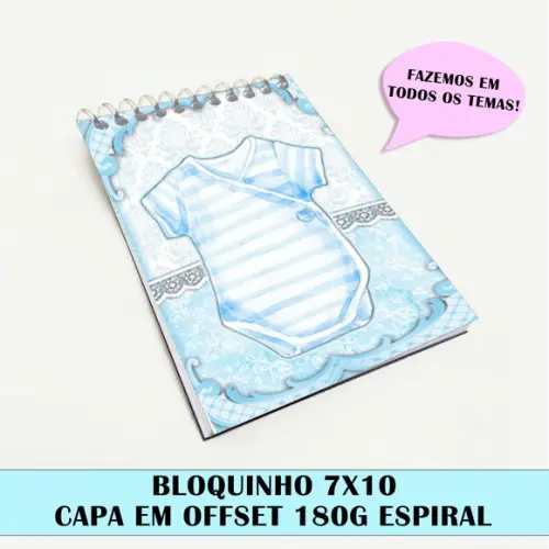 Bloquinho para festa tema chá de menino