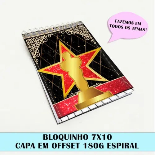 Bloquinho para Festa Tema Cinema Hollywood