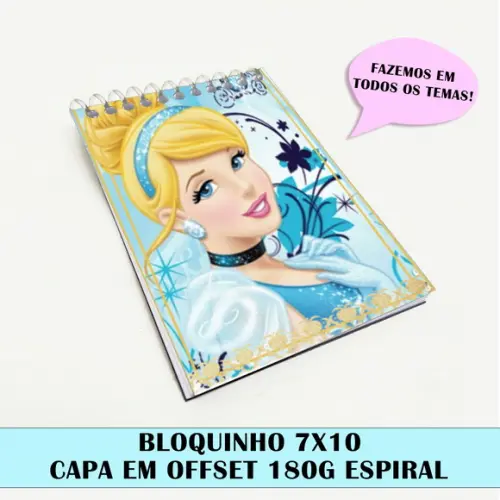 Bloquinho para festa tema cinderela