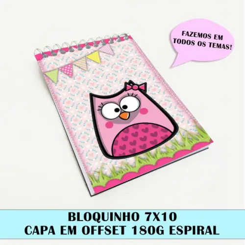 Bloquinho para festa tema corujinha bubu