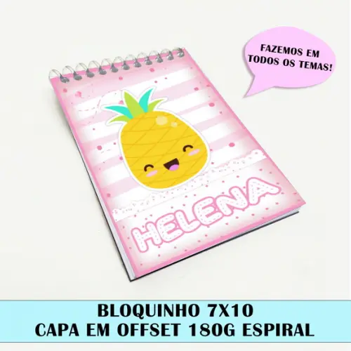 Bloquinho para festa tema frutas kawaii