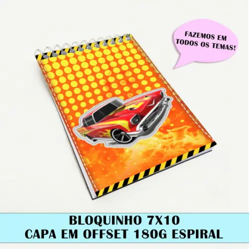 Bloquinho para festa tema hot wheels