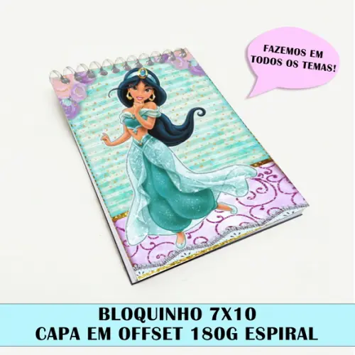 Bloquinho para festa tema jasmine