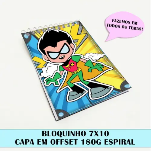 Bloquinho para festa tema jovens titãs