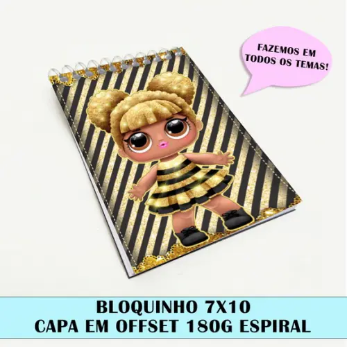 Bloquinho para Festa Tema Lol Queen Bee