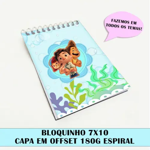 Bloquinho para festa tema Luca