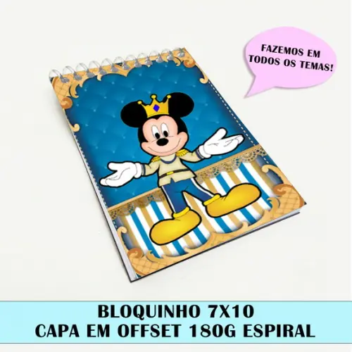Bloquinho para Festa Tema Mickey Realeza