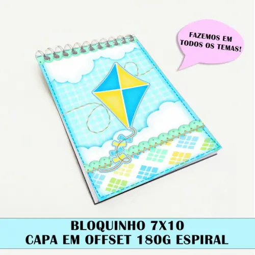 Bloquinho para Festa Tema Pipa e Catavento
