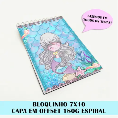 Bloquinho para festa tema sereia