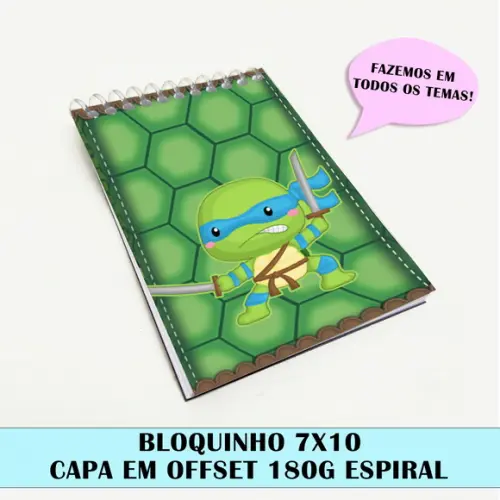 Bloquinho para Festa Tema Tartaruga Ninja
