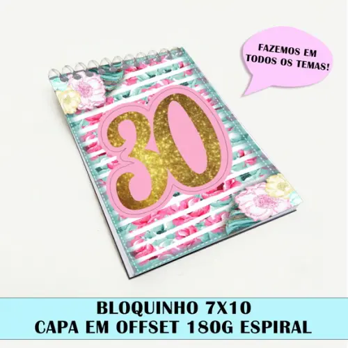 Bloquinho para festa tema trintei