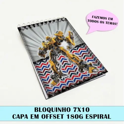 Bloquinho para festa tema transformers