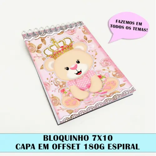 Bloquinho para festa tema ursinha princesa