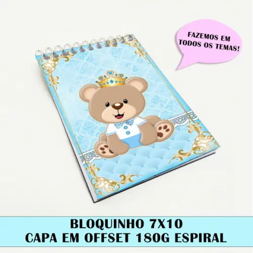 Bloquinho para festa tema urso príncipe