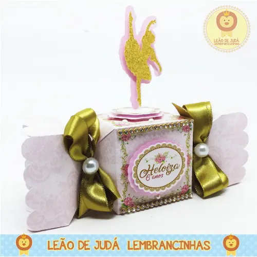 Caixa bala com aplique 3D tema bailarina