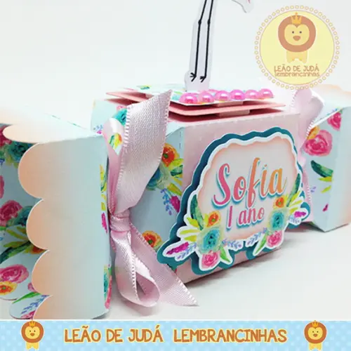 Caixa Bala Com Aplique 3d Tema Flamingo Modelo 2