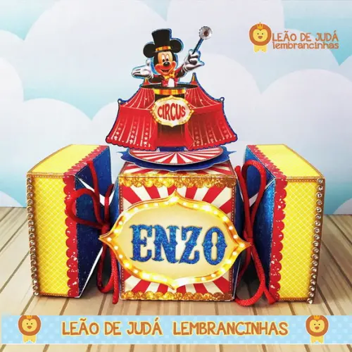 Caixa Bala com Aplique Circo do Mickey