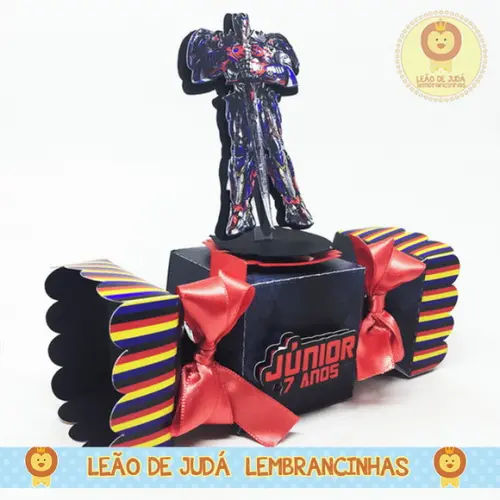Caixa bala com aplique 3D tema Transformers