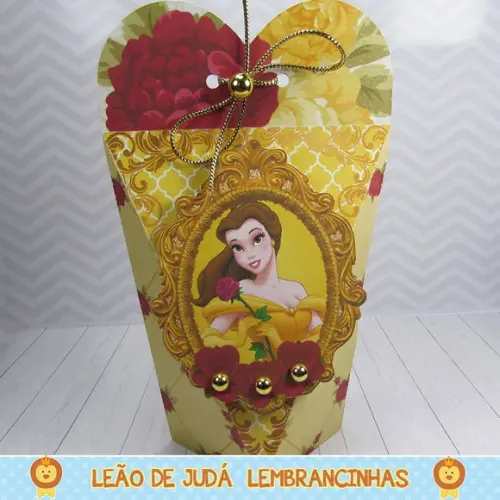 Caixa Coração tema Bela e a Fera
