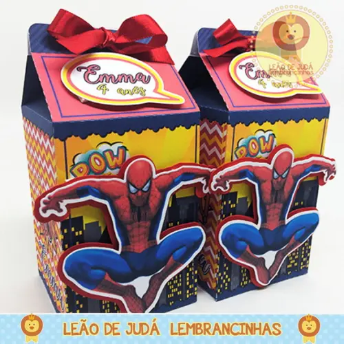 Caixa Milk Com aplique tema Homem Aranha