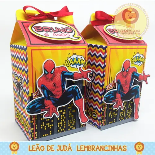 Caixa Milk Com aplique tema Homem Aranha modelo 2