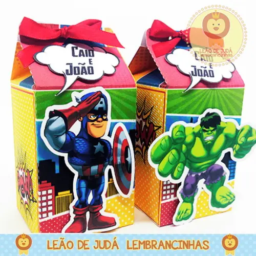 Caixa Milk com Aplique Tema Vingadores