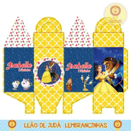 Caixa para festa bela e a fera