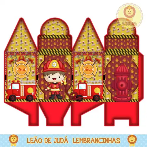 Caixa para festa tema bombeiro