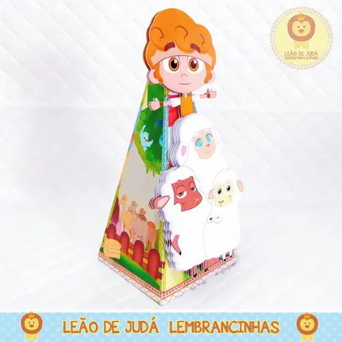 Caixa Pirâmide tema Davi e as Ovelinhas