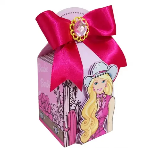 Caixinha Lembrancinha para Festa Tema Barbie Cowboy