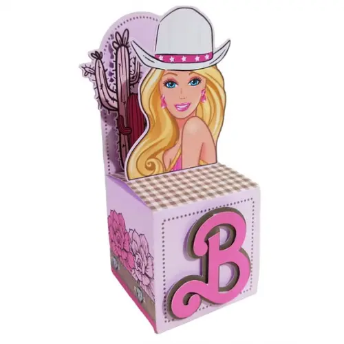 Caixinha Lembrancinha para Festa Tema Barbie Cowboy
