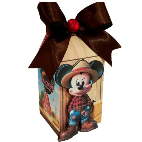 Caixinha Lembrancinha para Festa Tema Mickey Fazendeiro