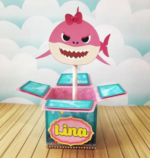 Caixinha para festa tema baby shark