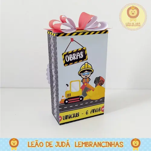 Caixinha para festa tema construção
